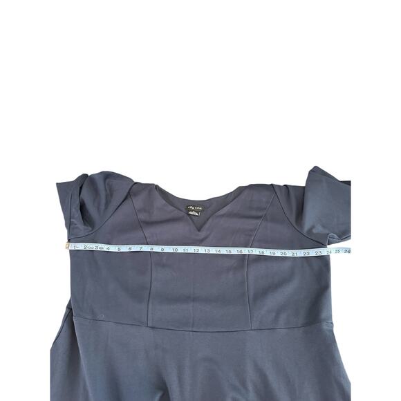City Chic Navy Dressy Chic Night Out Cute Girl Elbow Sleeve A-Line Dress Size XL - Picture 10 of 13